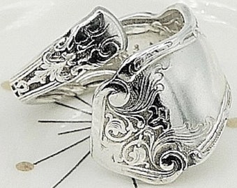 Silverware Ring Stunning Ornate Antique Vintage Spoon Ring Spiral Bypass Band Style "Alhambra" Year 1907 Made From Flatware Handle