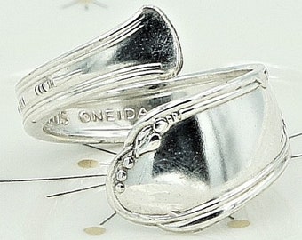 Authentic Spoon Ring 20mm Petite Spiral Bypass Band Style Unique Vintage Silverware Handle Jewelry For Her "Heather" Year 1936