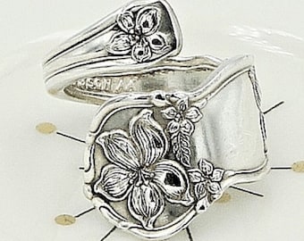 Vintage Floral Demitasse Spoon Ring: 1910 Silver Plated "Orange Blossom"
