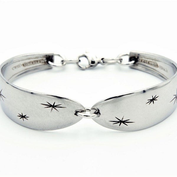 Atomic Starburst North Star MCM Mid Century Spoon Bracelet Celestial Jewelry Stainless Steel Spoon Handles "Mar Crest Atomic Starburst"