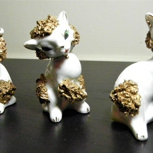 RARE TRIO Vintage Spaghetti Cat Figurines Collectibles Crazy Cat Lady Special Gift Kitschy Porcelain Cats