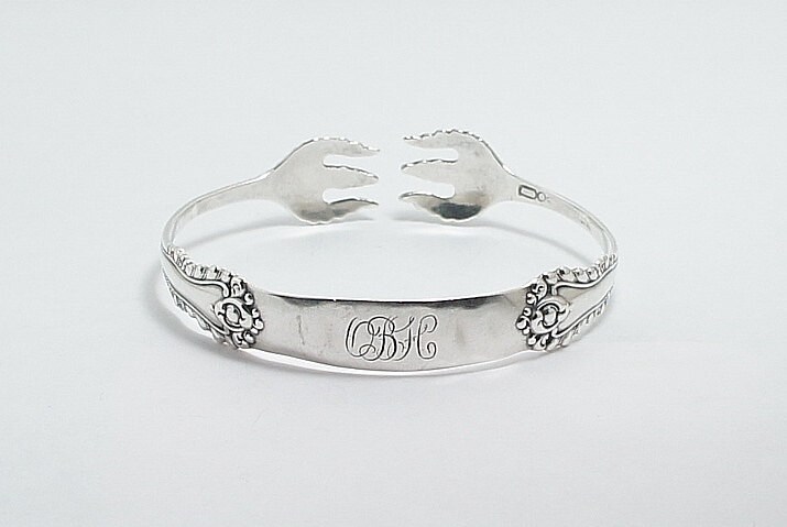 Fork Bracelet Sterling Silver Engraved Monogram 