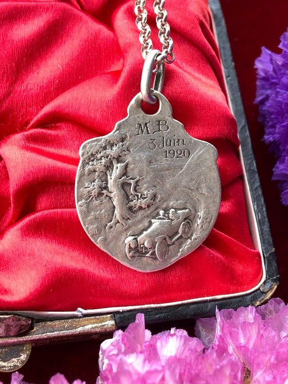 Antique French Saint Christopher Medal Pendant, C… - image 2