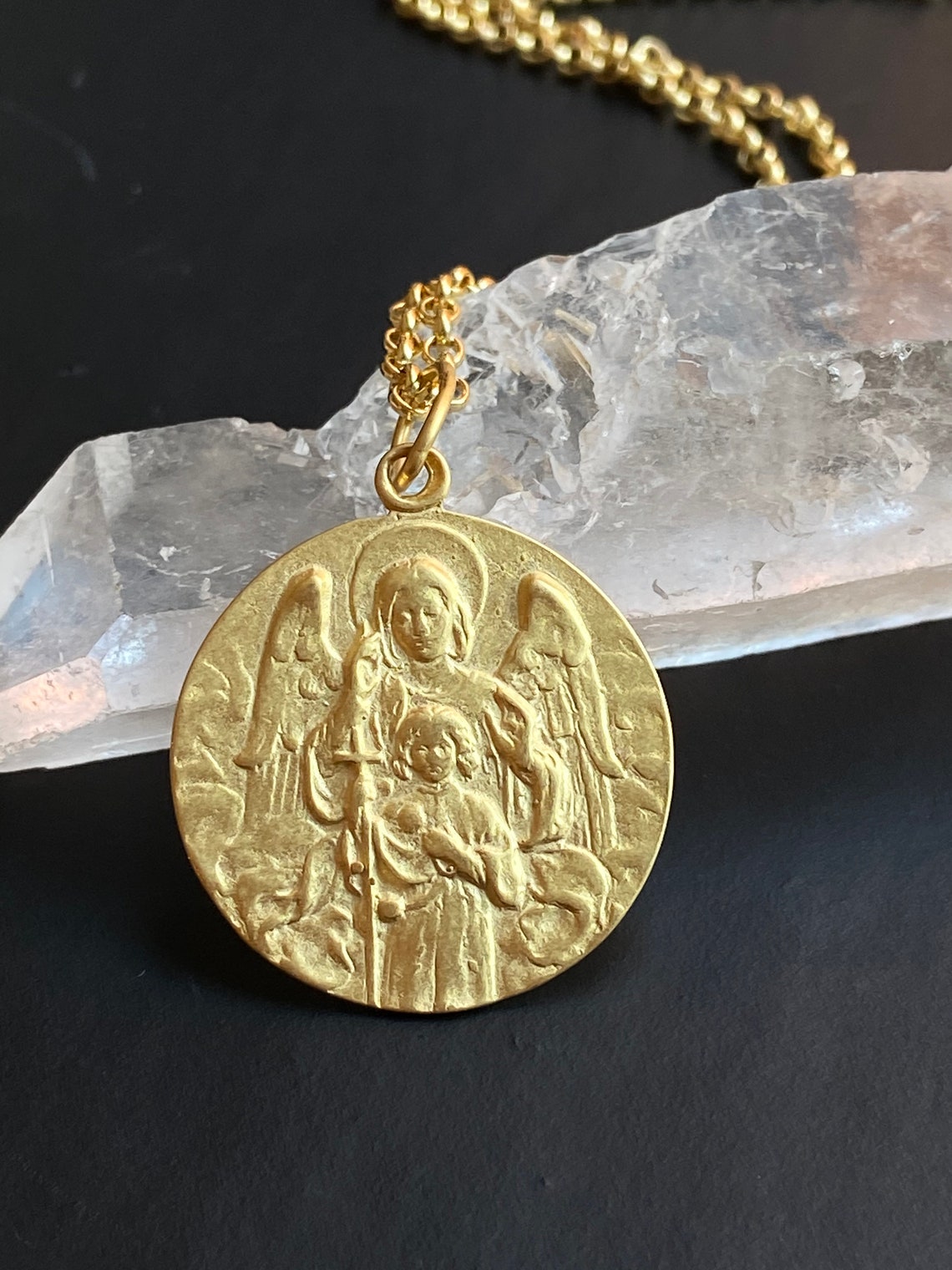 Guardian Angel Saint Gabriel Medal Necklace image 0