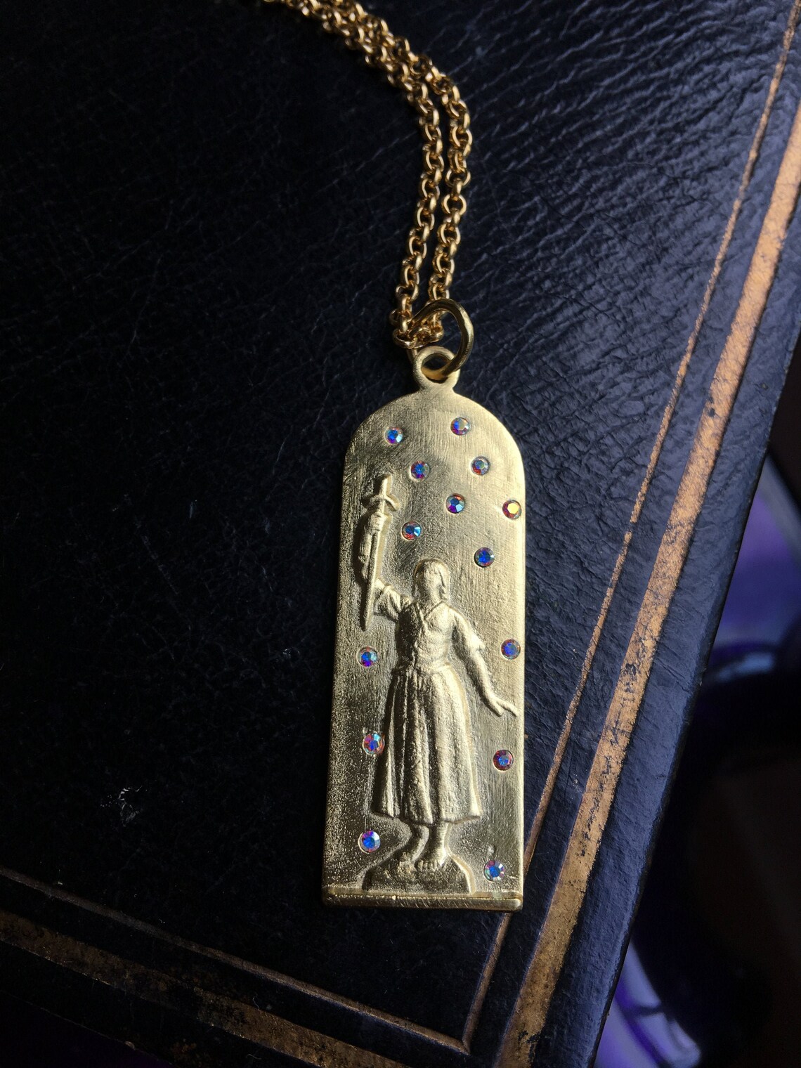 Saint Joan of Arc Medal Necklace 18K Gold plated image 3
