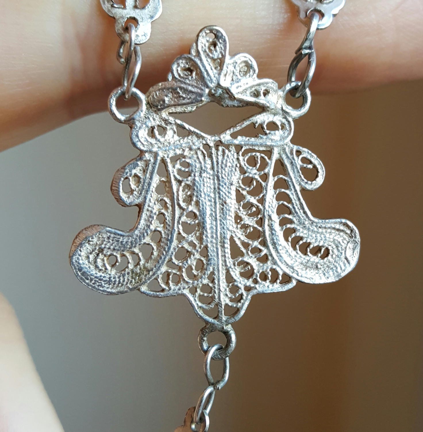 Vintage Spanish Silver Filigree Rosary Art Nouveau Victorian Catholic