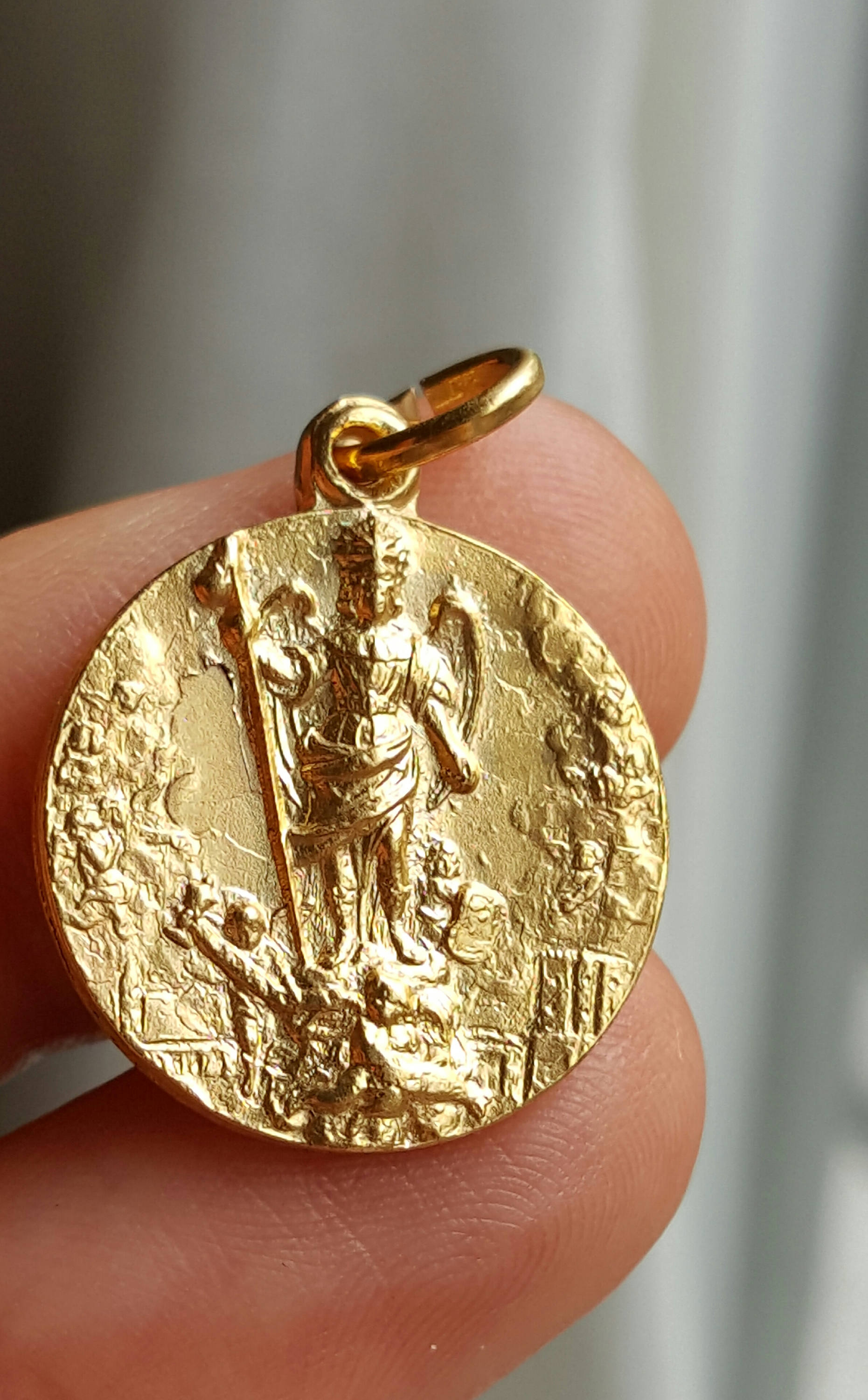 18K Gold Plated Spanish Saint Raphael Medal Pendant Art Nouveau ...