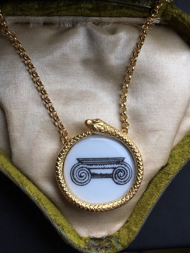 Ouroboros Necklace with Fornasetti medallion