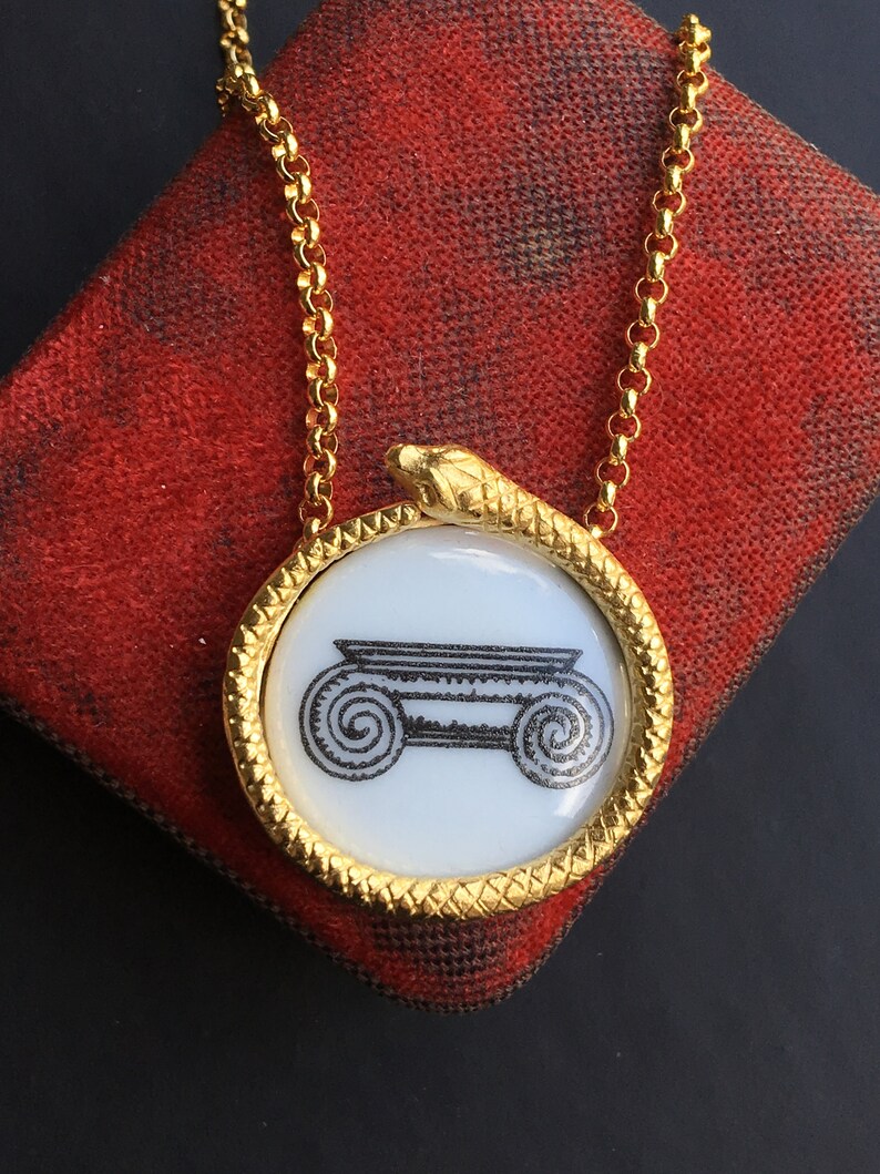 Ouroboros Necklace with Fornasetti medallion