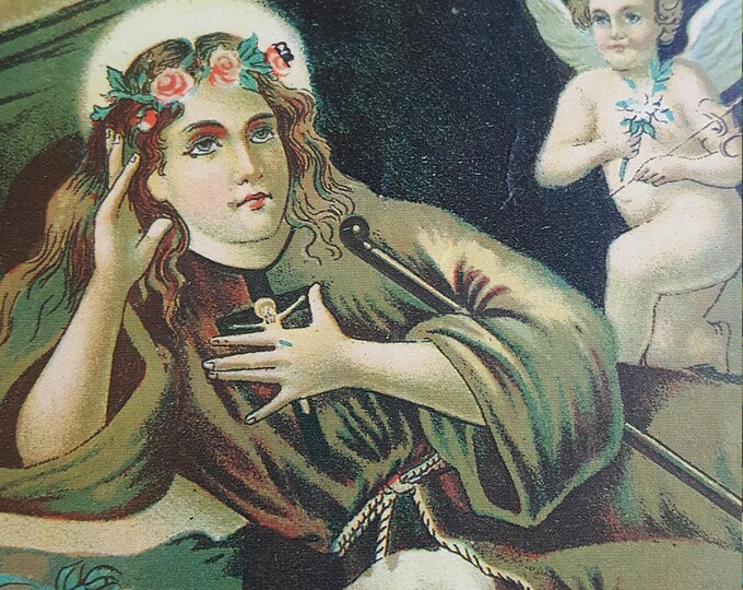 Vintage Italian Saint Rosalia Card Religious Catholic Gift St Etsy