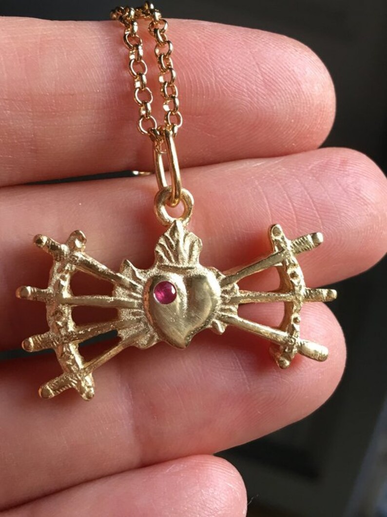 Flaming Heart Ex Voto Necklace