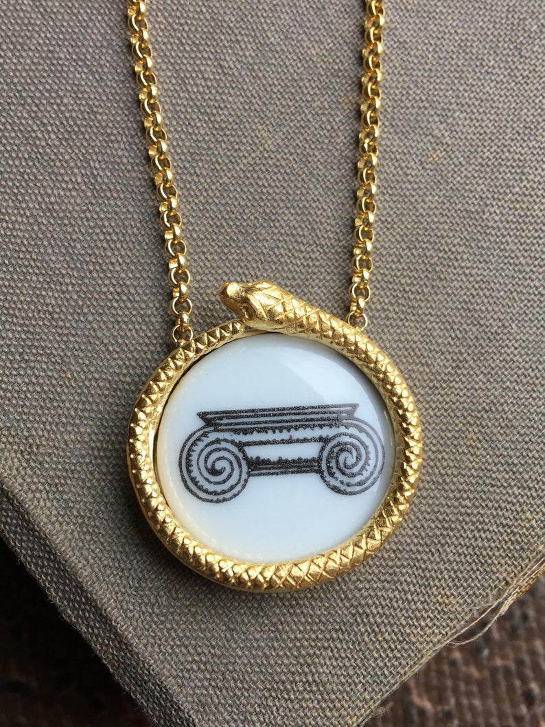 Ouroboros Necklace with Fornasetti medallion