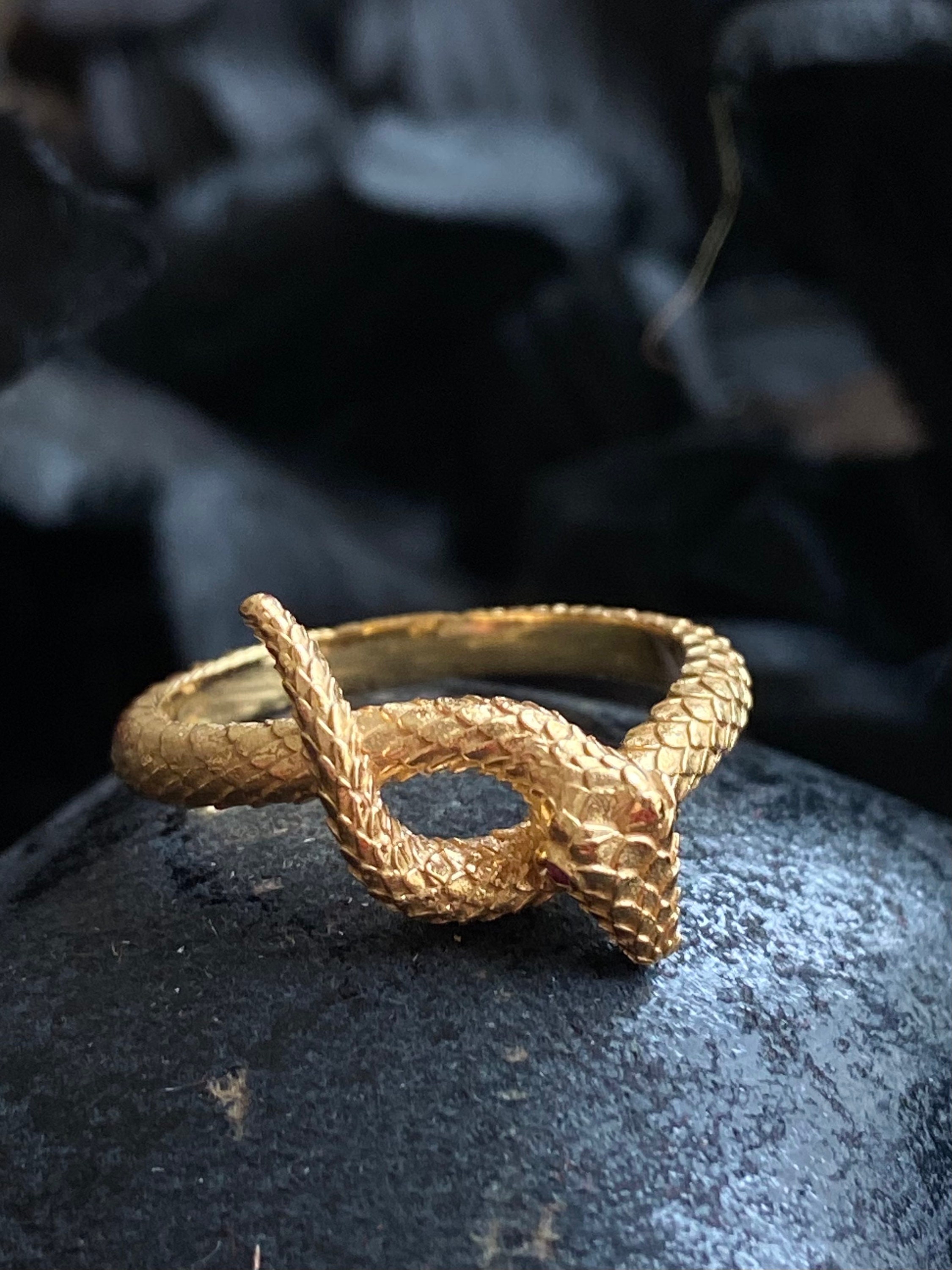 Gold Snake Ring with Ruby Gemstone Eyes Serpent Engagement Etsy