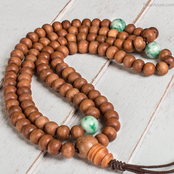 Sandalwood Buddhist Prayer Beads - Healing Mala Beads, Buddhist Rossry, Wood Wooden Mala Beads, Mala Necklace, Meditation 108 Mala Beads