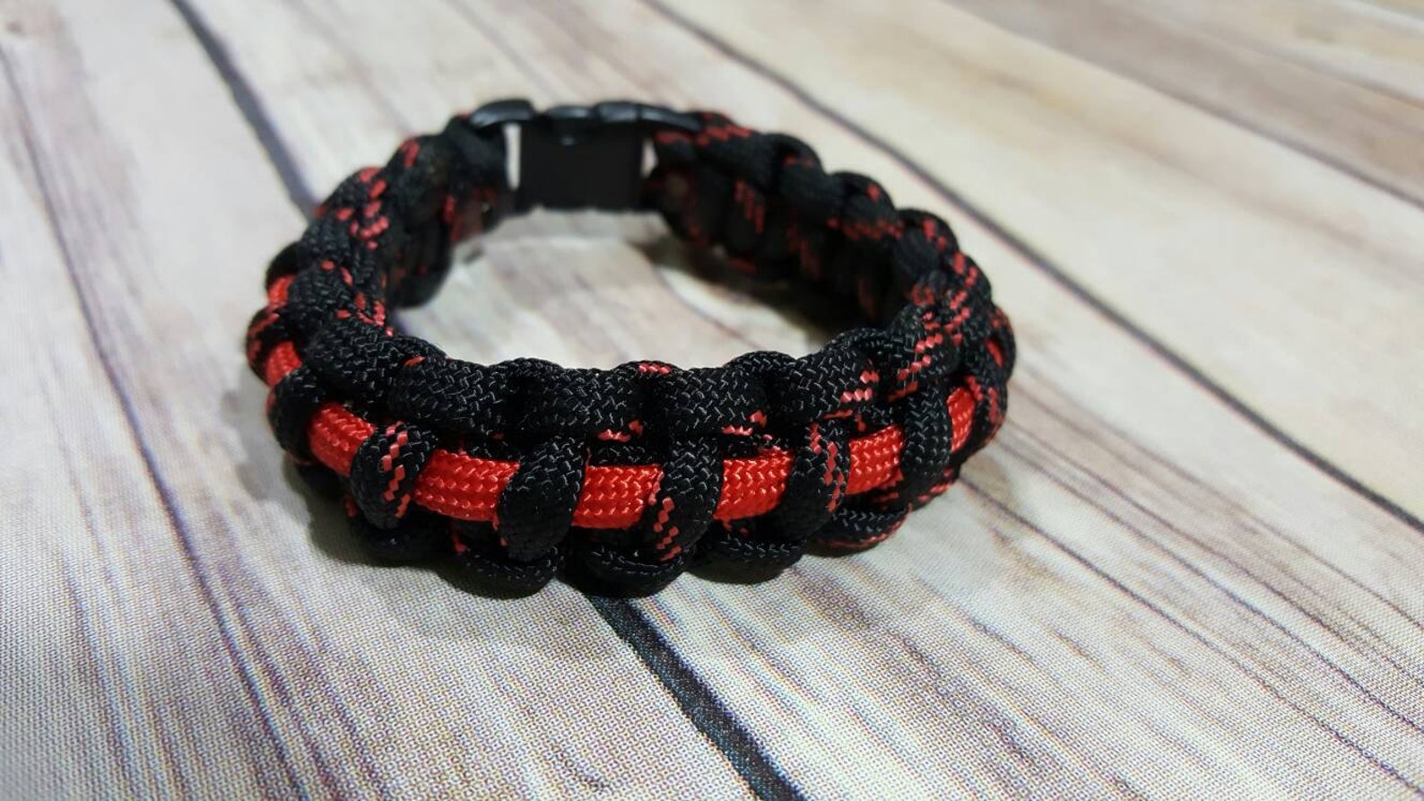 Thin Red Line Paracord Bracelet Etsy