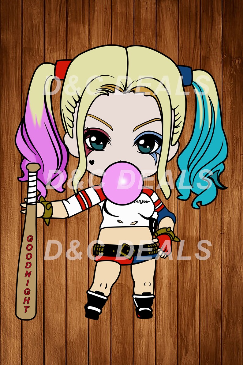 Download PNG Svg File Harley Quinn Svg DC Comics Chibi Cartoon | Etsy