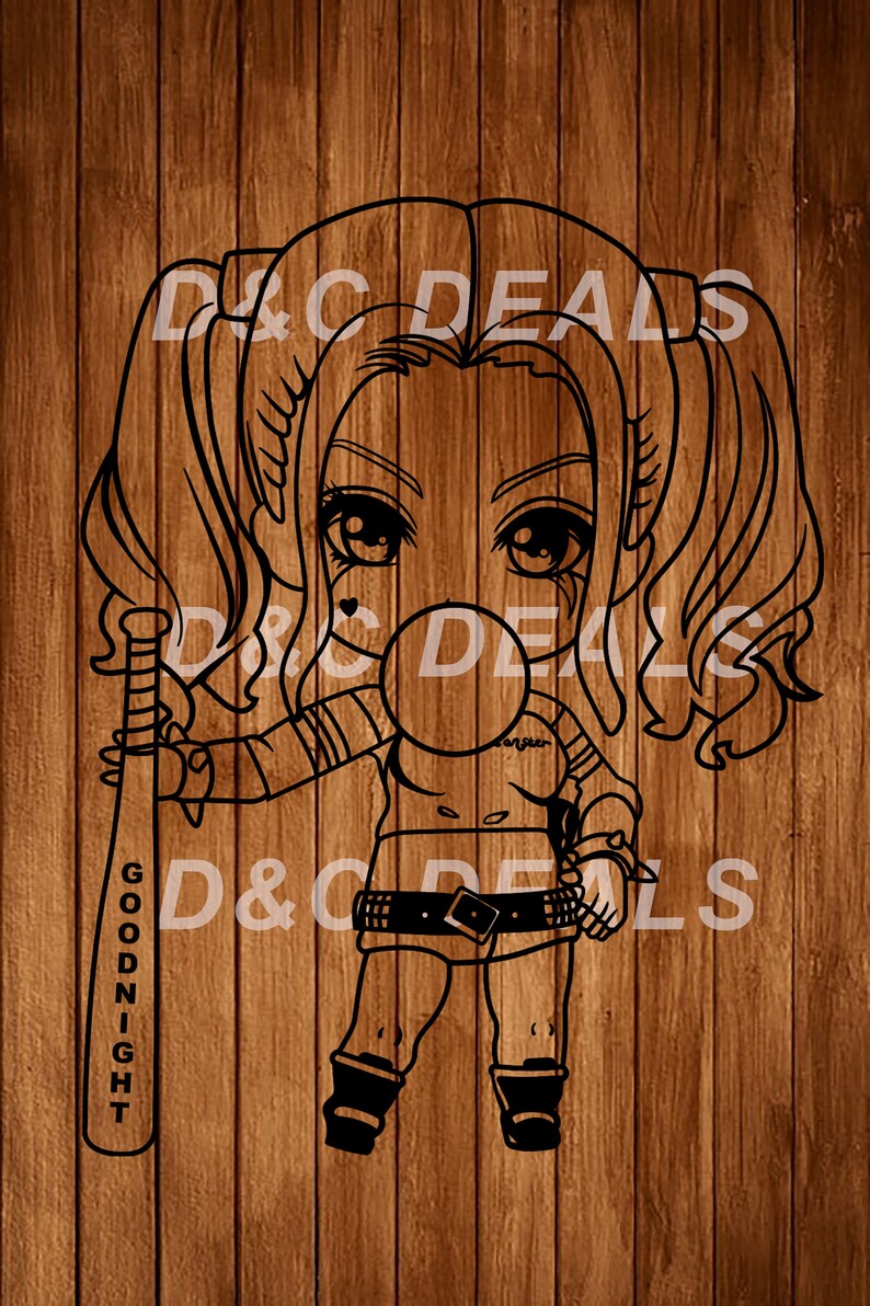 Download PNG Svg File Harley Quinn Svg DC Comics Chibi Cartoon | Etsy