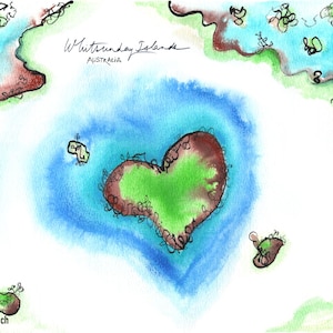Paysages australiens Heart Island, art abstrait minimaliste minimaliste, impression giclée | art australien | australienne