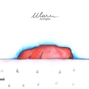 Paisajes australianos Uluru abstracto minimalista línea fina arte impresión giclee impresión / arte australiano / australiana