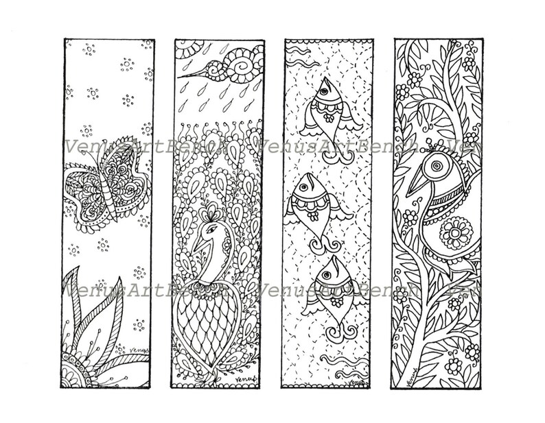 madhubani inspired flowers nature bookmarks diy pdf etsy