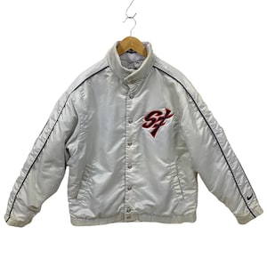 Vintage 90s Nike Baseball Jacket Nike Jacket Nike Puffer Jacket Quilted Lining College High School Embroidered Logo Large