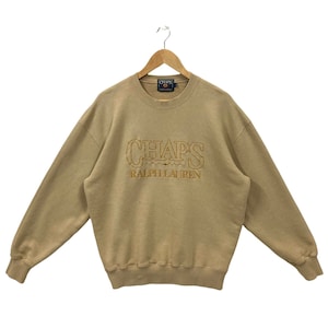 Vintage 90s Chaps Ralph Lauren Crewneck Sweatshirt Chaps Ralph Lauren Sweater Pullover Chaps Ralph Lauren Embroidered Logo Spellout Brown L