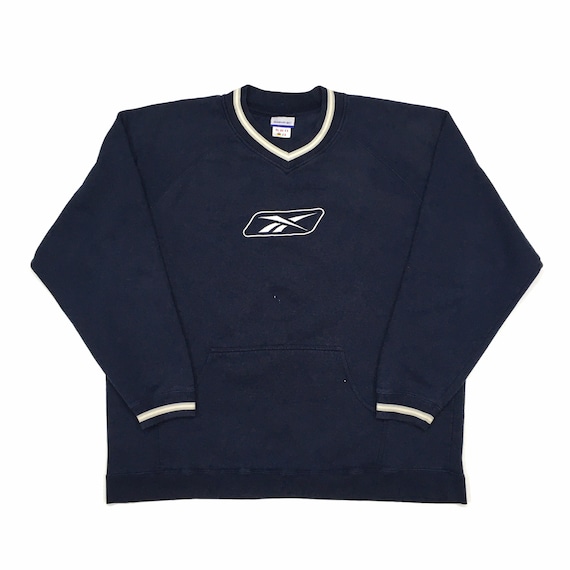 Vintage 90s Reebok V-Neck Kangaroo Pocket Sweatshi
