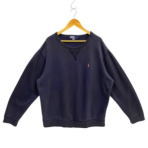 Vintage 90s Polo Ralph Lauren Sweatshirt Ralph Lauren Sweater Ralph Lauren Crewneck Pullover Small Embroidered Logo Navy Blue Big & Tall XXL