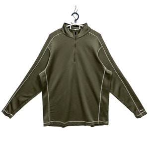 Vintage Nike Golf Quarter Zip Pullover Sweatshirt Nike Athletic Thermal Sweater Track Top Nike Small Embroidered Logo Bronze Green XXL