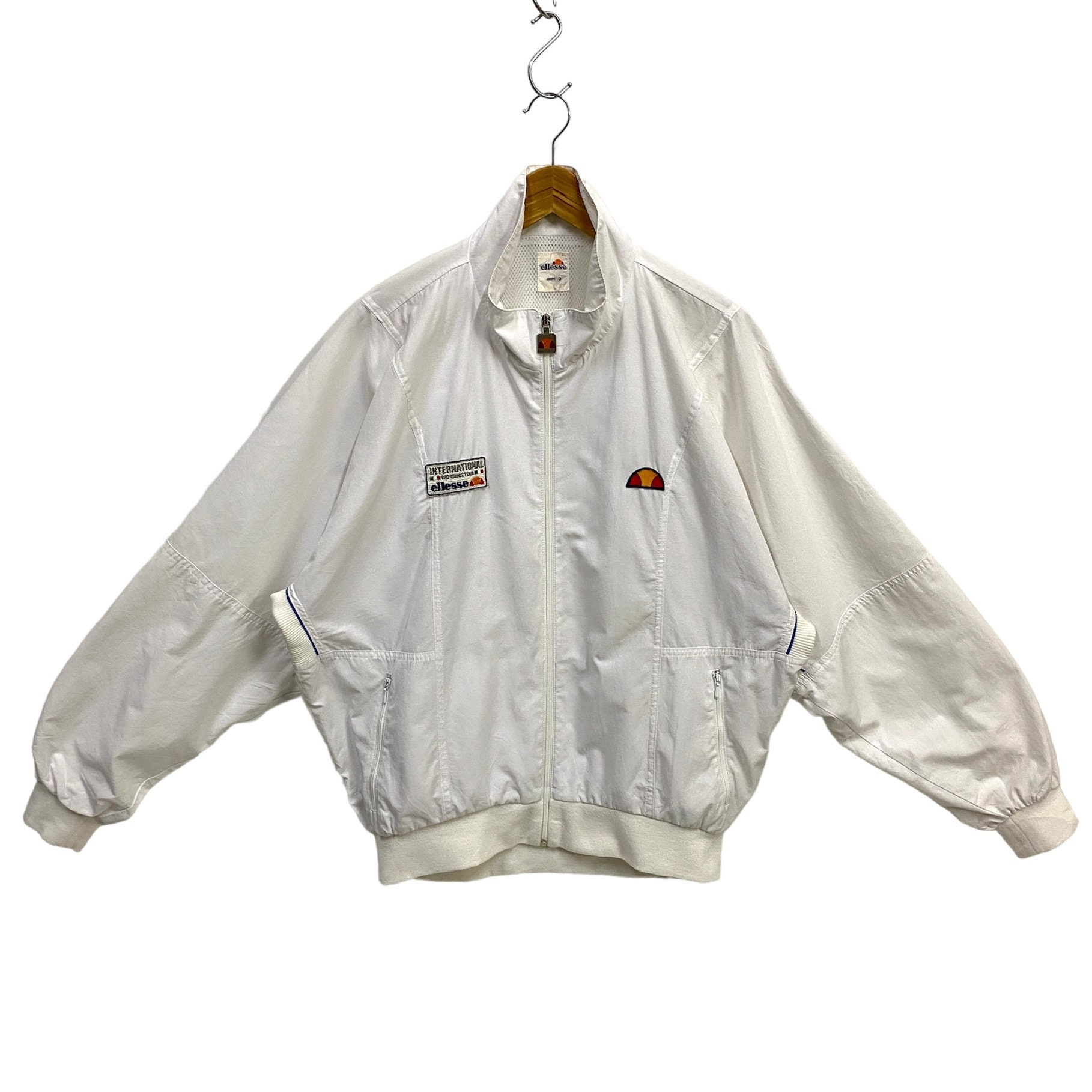 Vintage 90er Jahre Ellesse Windbreaker Jacke International Pro Tennis Team Gesticktes Patch Logo Athletic Wear WeiB Medium XLarge Etsy