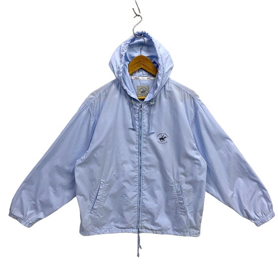 Vintage Beverly Hills Polo Club Hoodie Leichte Baumwolljacke Full Zip BHPC Technische Leistung Print Baby Blau Large Etsy