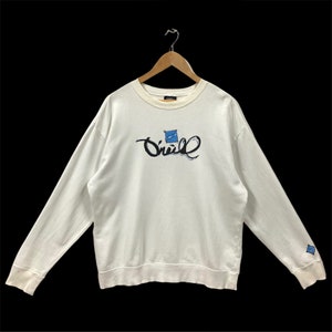 Vintage 90s Oneill Sweatshirt Oneill Sweater Oneill Crewneck Pullover Oneill Surf Wear Oneill Signature Logo Print White Large XLarge