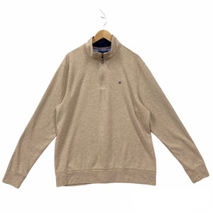 Vintage Tommy Hilfiger Sweatshirt Tommy Hilfiger Sweater Tommy Hilfiger Crewneck Pullover Quarter Zip Tommy Hilfiger Embroidery Logo Brown