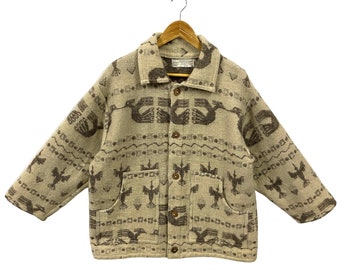 Vintage SHAMAN Ecuador Wool Blanket Coat Bohemian Jacket