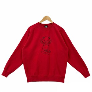 Vintage Devils Sweatshirt Devil Sweater Devils Crewneck Pullover Devil Shirt Red Devils Product Of Devils Devil Baby Cartoon Print Red Large