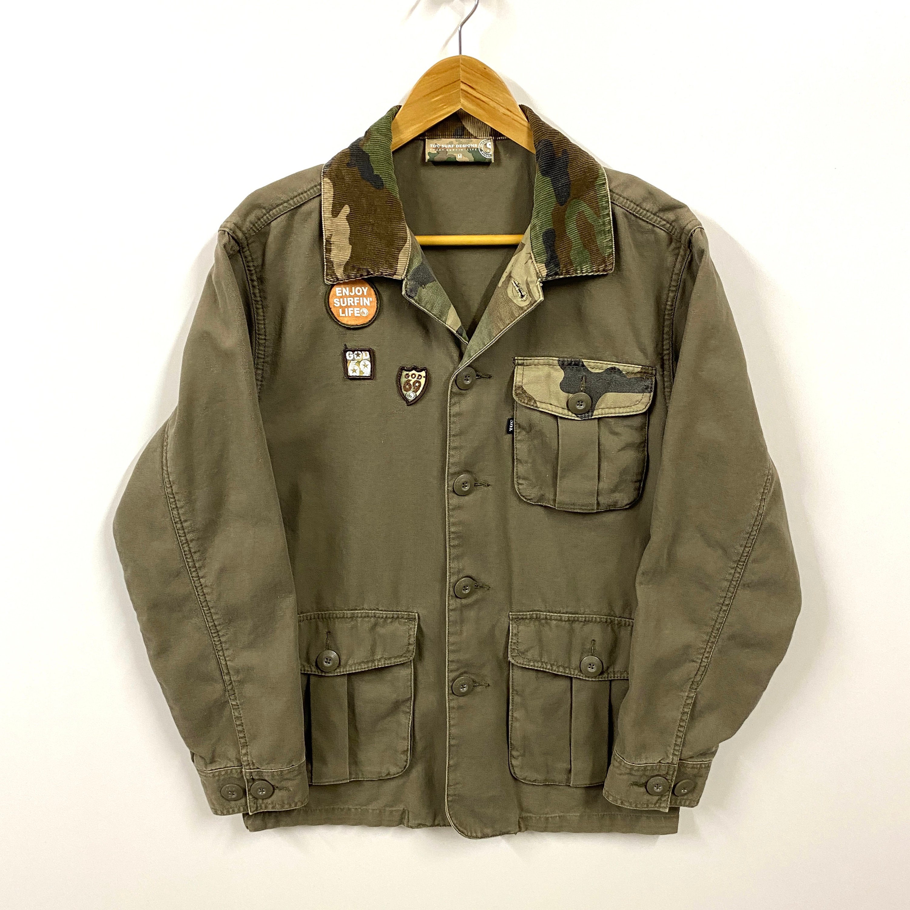 ジャケット・アウター PPFM archive military shirt Town & Country Surf Designs Shirt Jacket Button up Hawaii