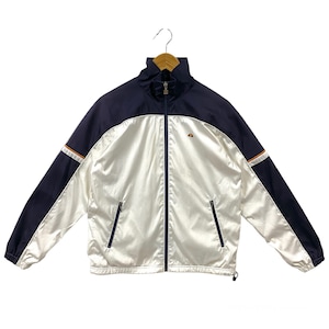 Vintage jaren 90 Ellesse Windbreaker Jacket Ellesse Trainingspak Ellesse Tennis Ellesse Track Top Ellesse Logo Borduurwerk Blauw Wit Vrouwen Medium L