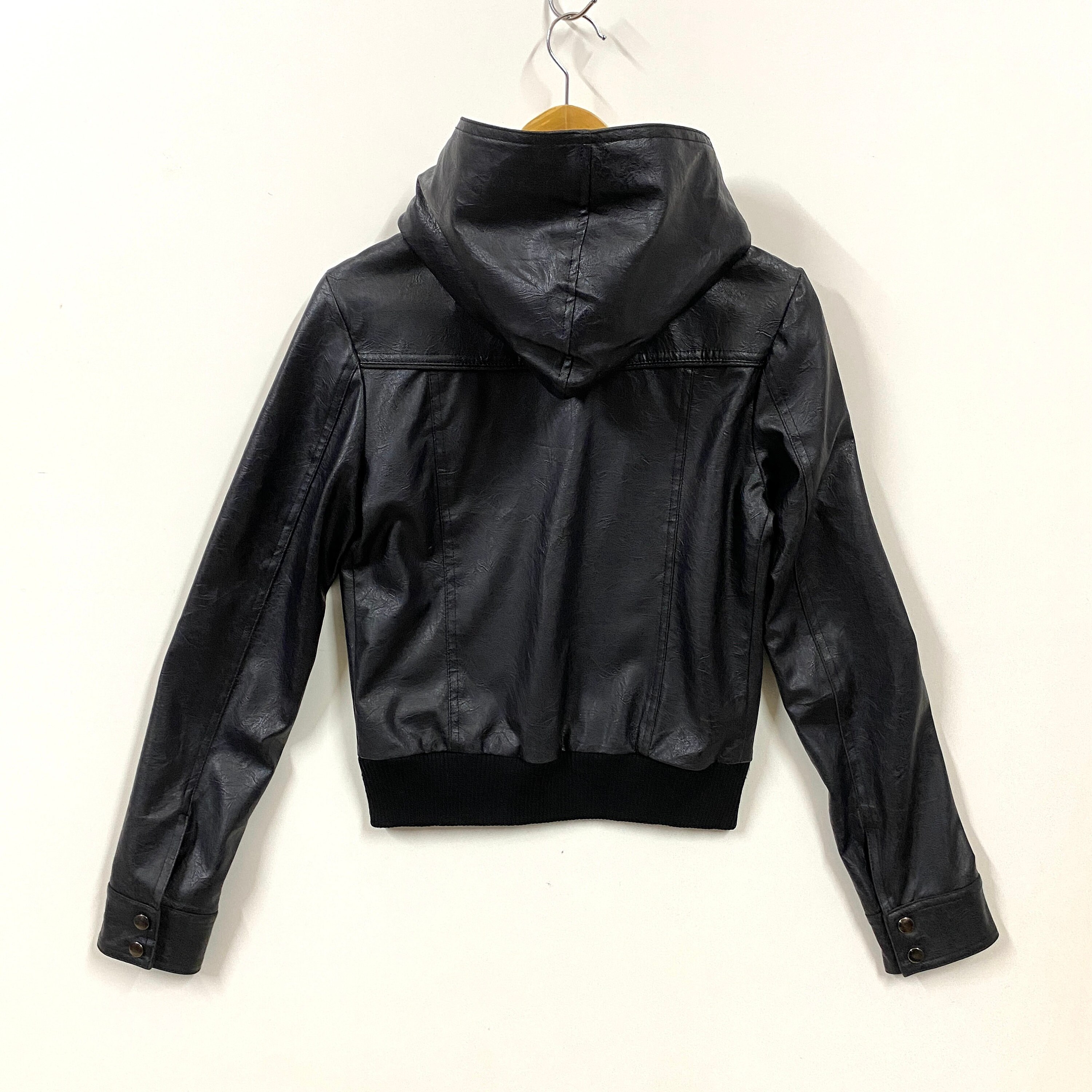 Obey leather jacket with hoodie women's shop