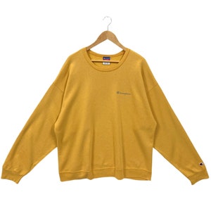 Vintage 90s Champion Sweatshirt Champion Sweater Champion Crewneck Pullover Athleisure Champion Logo Script Mustard Yellow Men XL XXL