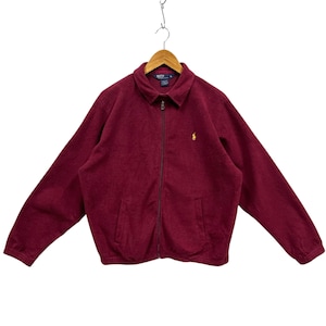 Vintage POLO by Ralph Lauren Fleece Jacket Harrington Style Classic Ralph Lauren Polo Embroidered Logo Maroon Red Large XLarge