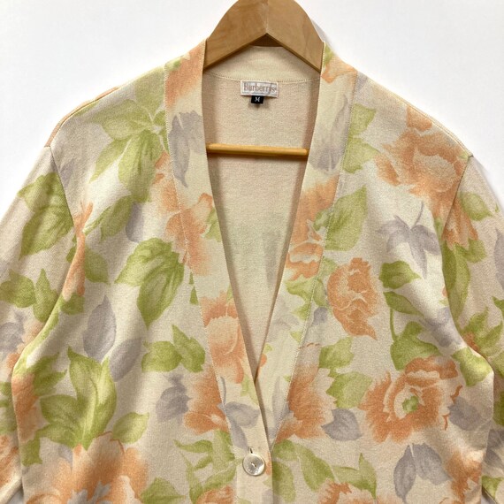 Vintage Burberry Floral Cardigan Sweater Burberry… - image 3