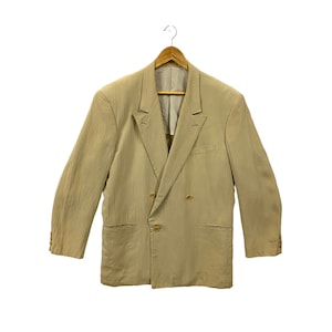 Vintage 90s Christian Dior Blazer Jacket Sport Coat Christian Dior Monsieur Rayon Silk Blend Light Jacket Beige Brown Large