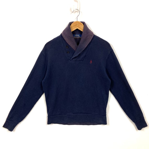 POLO Ralph Lauren Shawl Collar Sweatshirt Leather… - image 2