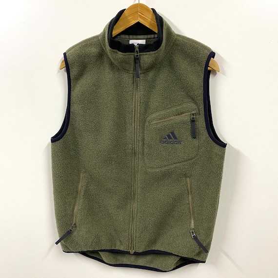 Buy Y2K Vintage Adidas Fleece Vest Adidas Fleece Jacket Zip up Utility Vest Adidas Sleeveless Adidas Equipment Logo Embroidery Military Green M Online in India Etsy