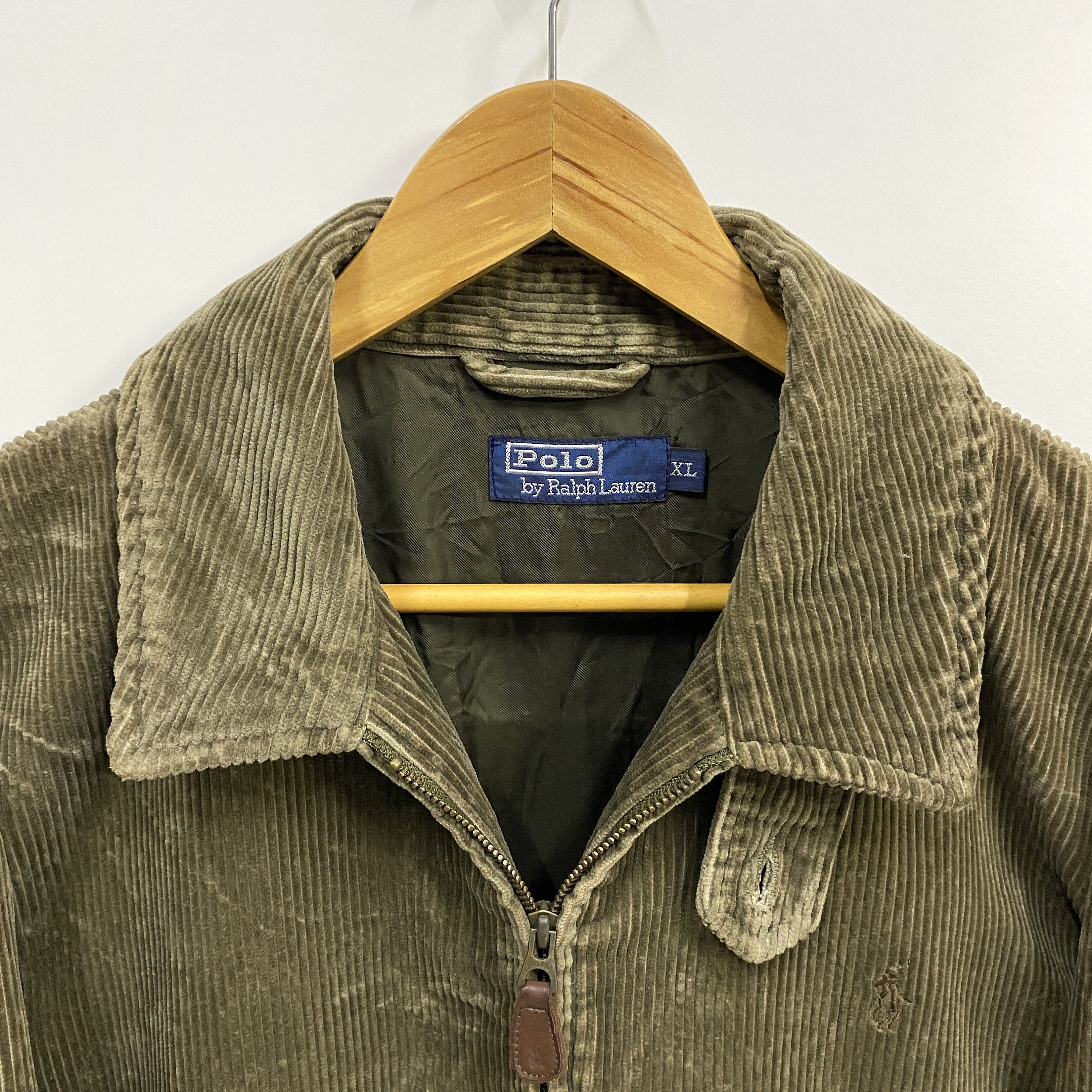 Vintage POLO by Ralph Lauren Corduroy Jacket Harrington Style Classic Ralph Lauren Polo Embroidered Logo Pear Green Brown XL Etsy Ireland