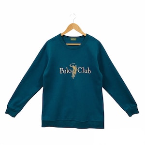 Vintage Polo Club Sweatshirt Polo Club Sweater Polo Club Crewneck Pullover Casual Night Wear Polo Club Logo Embroidery Emerald Green Medium