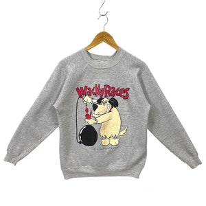 Vintage 90s Wacky Races Sweatshirt Muttley Sweater Muttley Crewneck Pullover Hanna Barbera Classic Cartoon Muttley Print Grey Medium