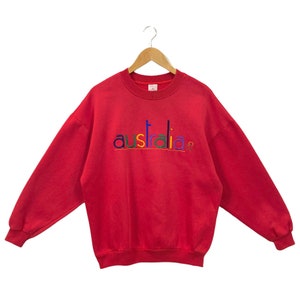 Vintage Australia Sweatshirt Australia Sweater Australia Crewneck Pullover Australia Multicolor Embroidered Spellout Australia Holiday Red S