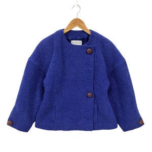 Vintage 80s Karl Lagerfeld Double Breasted Coat Karl Lagerfeld Of Chanel Wool Alpaca Coat Karl Lagerfeld Jacket Violet Blue Women Size 38