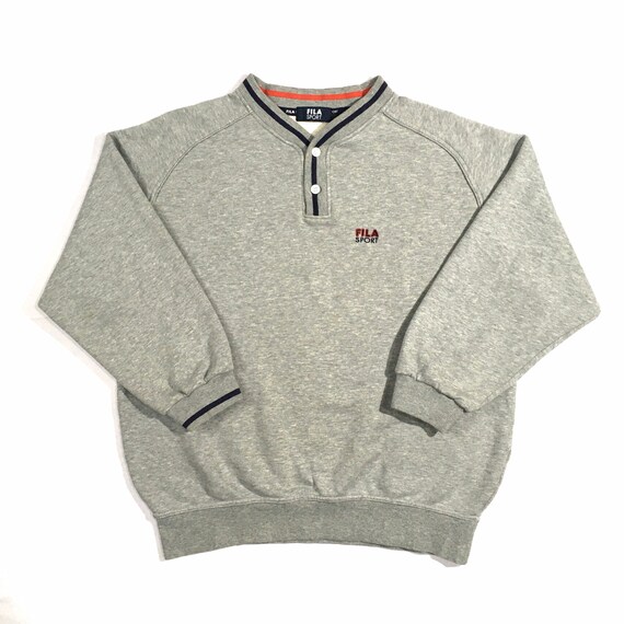 Vintage Fila Sweatshirt Fila Crewneck Button Sweat